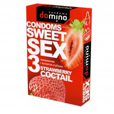 ПРЕЗЕРВАТИВЫ "DOMINO" SWEET SEX STRAWBERRY COCTAIL 3штуки (оральные)